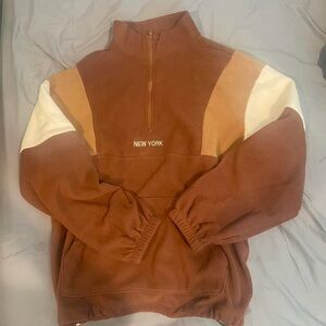 Brown vintage New York zip crew neck